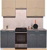 Кухня Интерлиния Мила Gloss 50-19 (ваниль/асфальт глянец) картинка