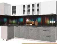 Кухня Интерлиния Мила Пластик 1.2x3.0 (мрамор/белый глянец/кастилло темный) картинка