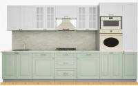 Кухня Интерлиния Мила Деко 3.6 (белый-мята-опал светлый) картинка