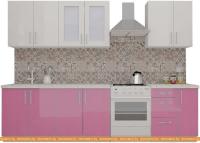 Кухня ВерсоМебель ВерсоЛайн 3-2.3 (белый 001/розовый 011) картинка