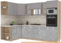 Кухня Интерлиния Мила 1.68x2.8 левая (серебристый-бетон-бискайская сосна) картинка