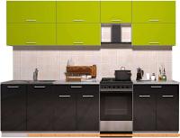 Кухня Интерлиния Мила Gloss 50-27 (яблоко/черный глянец) картинка