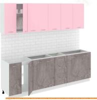 Кухня Кортекс-мебель Корнелия Лира 2.4 без столешницы (розовый/оникс) картинка