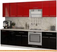 Кухня Кастанье Марта 2.6 (красный китайский глянец/черный глянец) картинка