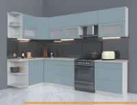 Кухня Интерлиния Мила Матте 1.5x3.0 Б левая (океан/океан/травертин серый) картинка