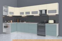 Кухня Интерлиния Мила Матте 1.5x3.8 Б левая (слоновая кость/океан/опал светлый) картинка