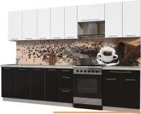 Кухня Интерлиния Мила Пластик 3.1 А (черный глянец/белый глянец/опал светлый) картинка