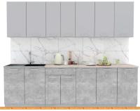 Кухня Интерлиния Мила Лайт 2.6 (серебристый-бетон-бискайская сосна) картинка