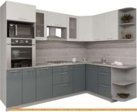 Кухня Интерлиния Мила Gloss 1.68x2.6 правая (белый-асфальт) картинка