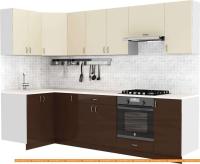 Кухня S-Company Клео глосc 1.2x2.8 левая (коричневый глянец/ваниль глянец) картинка