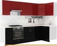 Кухня S-Company Клео глосc 1.2x2.8 правая (черный глянец/бургундский глянец) картинка