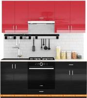Кухня Сивирин-Компани Клео глосс 1.9 (черный глянец\красный глянец) картинка