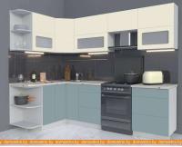 Кухня Интерлиния Мила Матте 1.5x2.6 Б левая (слоновая кость-океан-опал светлый) картинка