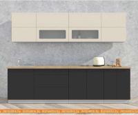 Кухня Интерлиния Мила Матте 2.8 А (слоновая кость/пепел/травертин серый) картинка