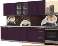 Кухня Интерлиния Мила Пластик 2.5 Б (слива глянец/опал светлый) картинка