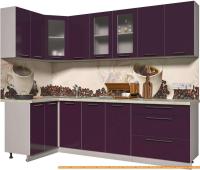 Кухня Интерлиния Мила Пластик 1.2x2.6 (слива глянец/опал светлый) картинка