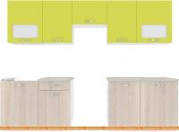 Кухня ВерсоМебель Эко-6 2.8 (ясень шимо светлый/зеленый лайм) картинка