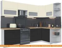 Кухня Интерлиния Мила Матте 1.5x2.8 Б правая (слон кость-пепел-травертин серый) картинка