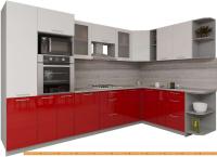 Кухня Интерлиния Мила Gloss 1.88x3.2 правая (белый-красный) картинка
