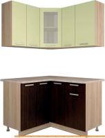 Кухня Интерлиния Мила 12x13 (салатовый/дуб венге) картинка
