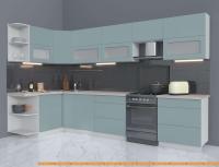 Кухня Интерлиния Мила Матте 1.5x3.4 Б левая (океан/океан/травертин серый) картинка