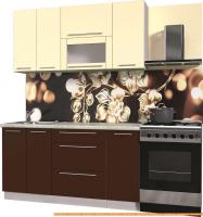 Кухня Интерлиния Мила Пластик 1.6 В (шоколад глянец/ваниль глянец/опал светлый) картинка