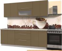 Кухня Интерлиния Мила Пластик 2.3 В (капучино глянец/опал светлый) картинка