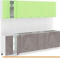 Кухня Кортекс-мебель Корнелия Лира 2.6 без столешницы (зеленый/оникс) картинка