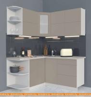 Кухня Интерлиния Мила Матте 1.5x1.6 А правая (луна-луна-травертин серый) картинка