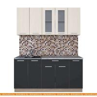 Кухня Интерлиния Мила 15 (вудлайн кремовый-антрацит-бискайская сосна) картинка