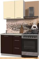 Кухня Интерлиния Мила Пластик 0.9 А (шоколад глянец/ваниль глянец/опал светлый) картинка