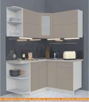 Кухня Интерлиния Мила Матте 1.5x1.4 А левая (луна/луна/травертин серый) картинка