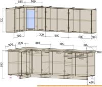 Кухня Интерлиния Мила 12x25 (антрацит/вудлайн кремовый) картинка