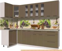 Кухня Интерлиния Мила Пластик 1.2x2.7 (капучино глянец/опал светлый) картинка