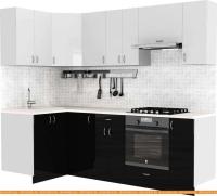 Кухня S-Company Клео глоcс 1.2x2.4 левая (черный глянец/белый глянец) картинка