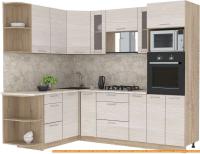 Кухня Интерлиния Мила 1.68x2.4 левая (вудлайн кремовый-малага) картинка