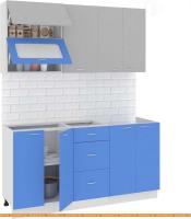 Кухня Кортекс-мебель Корнелия Мара 1.6м без столешницы (серый/синий) картинка