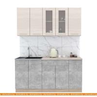 Кухня Интерлиния Мила 15 (вудлайн кремовый-бетон-бискайская сосна) картинка