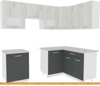 Кухня ВерсоМебель Эко-5 1.4x2.2 правая (дуб крафт белый/антрацит) картинка