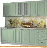 Кухня Интерлиния Мила Деко 2.2 А (мята/травертин серый) картинка