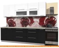 Кухня Интерлиния Мила Пластик 2.6 В (черный глянец-белый глянец-опал светлый) картинка