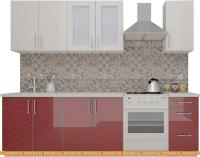 Кухня ВерсоМебель ВерсоЛайн 3-2.0 (белый 001/рубиново-красный 600) картинка