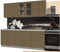 Кухня Интерлиния Мила Пластик 2.2 Б (капучино глянец/опал светлый) картинка