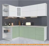 Кухня Интерлиния Мила Матте 1.5x2.3 А левая (белый/мята/опал светлый) картинка