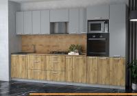 Кухня Интерлиния Мила Лайт 3.6 ВТ (серебристый/дуб золотой/дуб бунратти) картинка