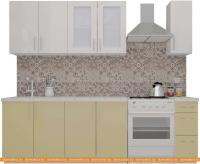 Кухня ВерсоМебель ВерсоЛайн 7-1.9 (белый 001/персик 022) картинка