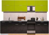 Кухня Интерлиния Мила Gloss 50-29 (яблоко/черный глянец) картинка