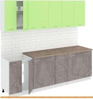 Кухня Кортекс-мебель Корнелия Лира 2.4м (зеленый/оникс/мадрид) картинка