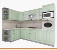 Кухня Интерлиния Мила Деко 1.68x2.8 левая (мята-мята-травертин серый) картинка