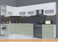 Кухня Интерлиния Мила Матте 1.5x3.4 Б правая (белый-мята-опал светлый) картинка